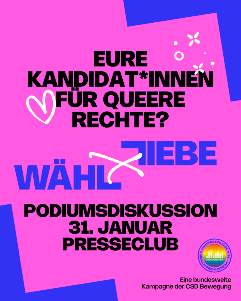 Grafik mit Aufruf zur Podiumsdiskussion am 31. Januar im Münchner PresseClub