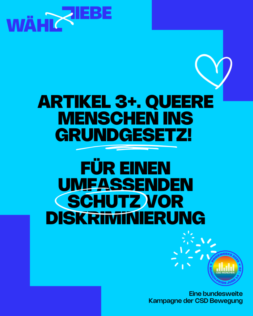 Kampagne Wähl Liebe: Grafiken mit den drei zentralen Forderungen