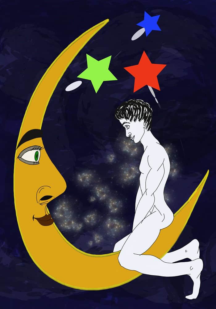 Holger Sommer stellt im Sub Bilder der Ausstellung "Männer, die sich lieben" vor. Motiv: Halbmond